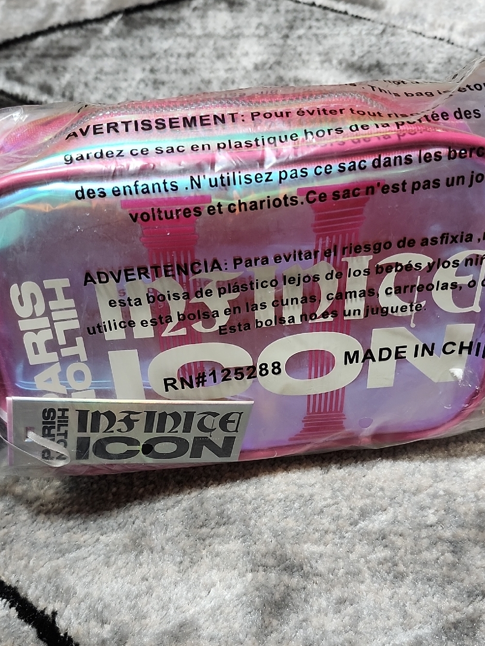 PARIS HITON INFINITE ICON COLLECTION HOLOGRAPHIC HOT PINK ZIP BELT BAG